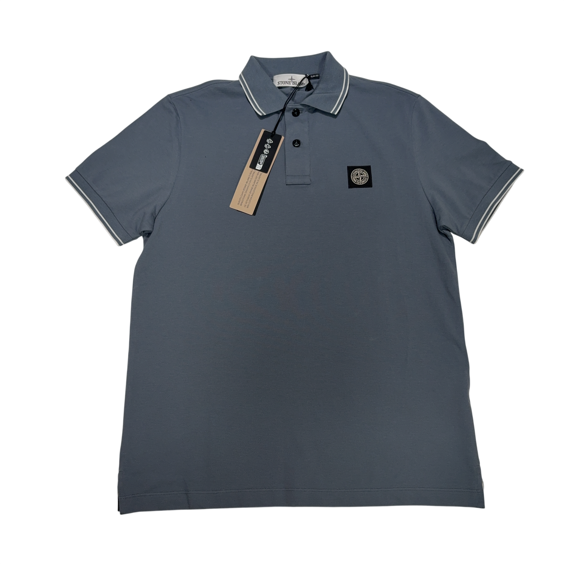 Stone Island Logo Patch Blue Polo Shirt