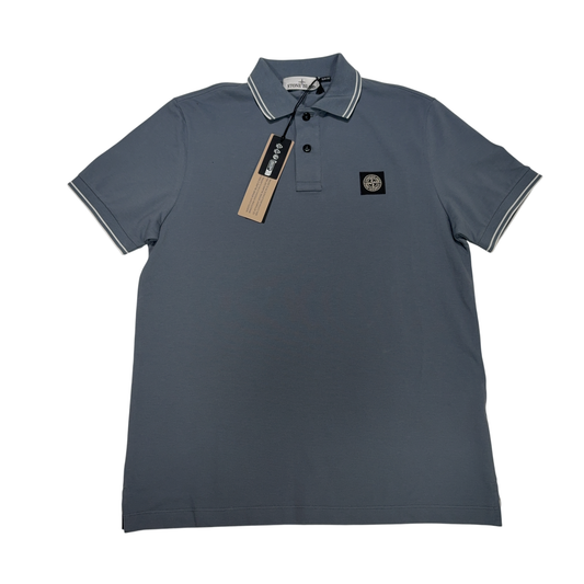 Stone Island Logo Patch Blue Polo Shirt