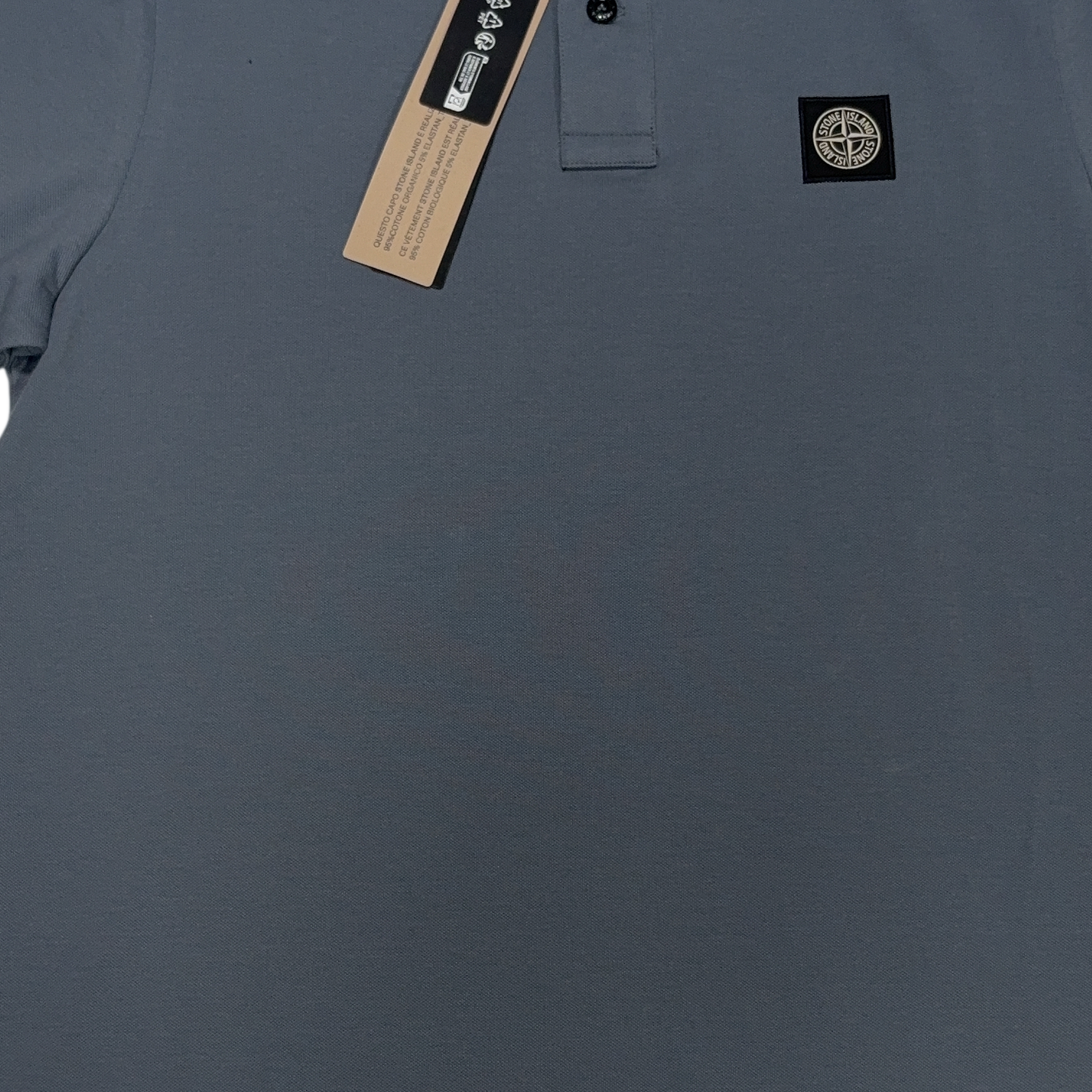 Stone Island Logo Patch Blue Polo Shirt