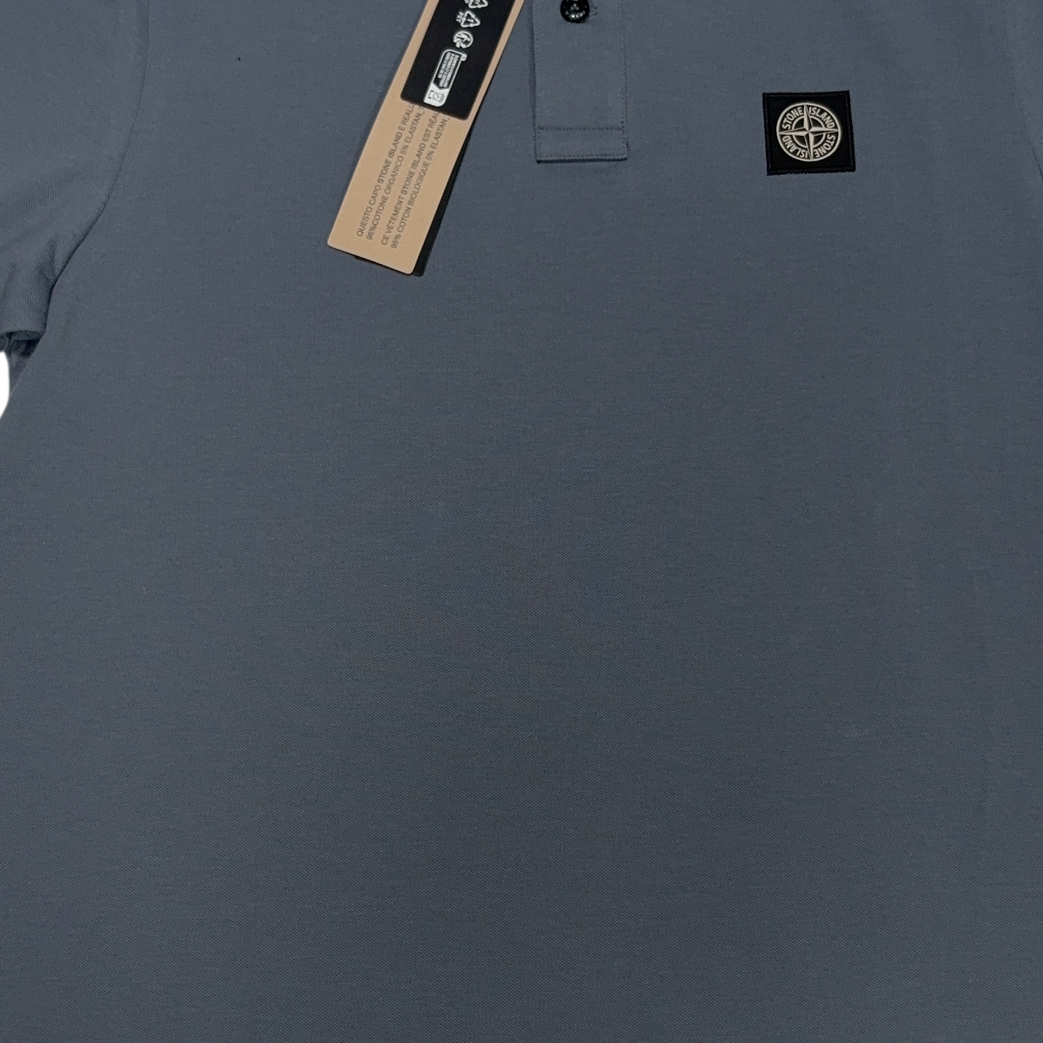 Stone Island Logo Patch Blue Polo Shirt