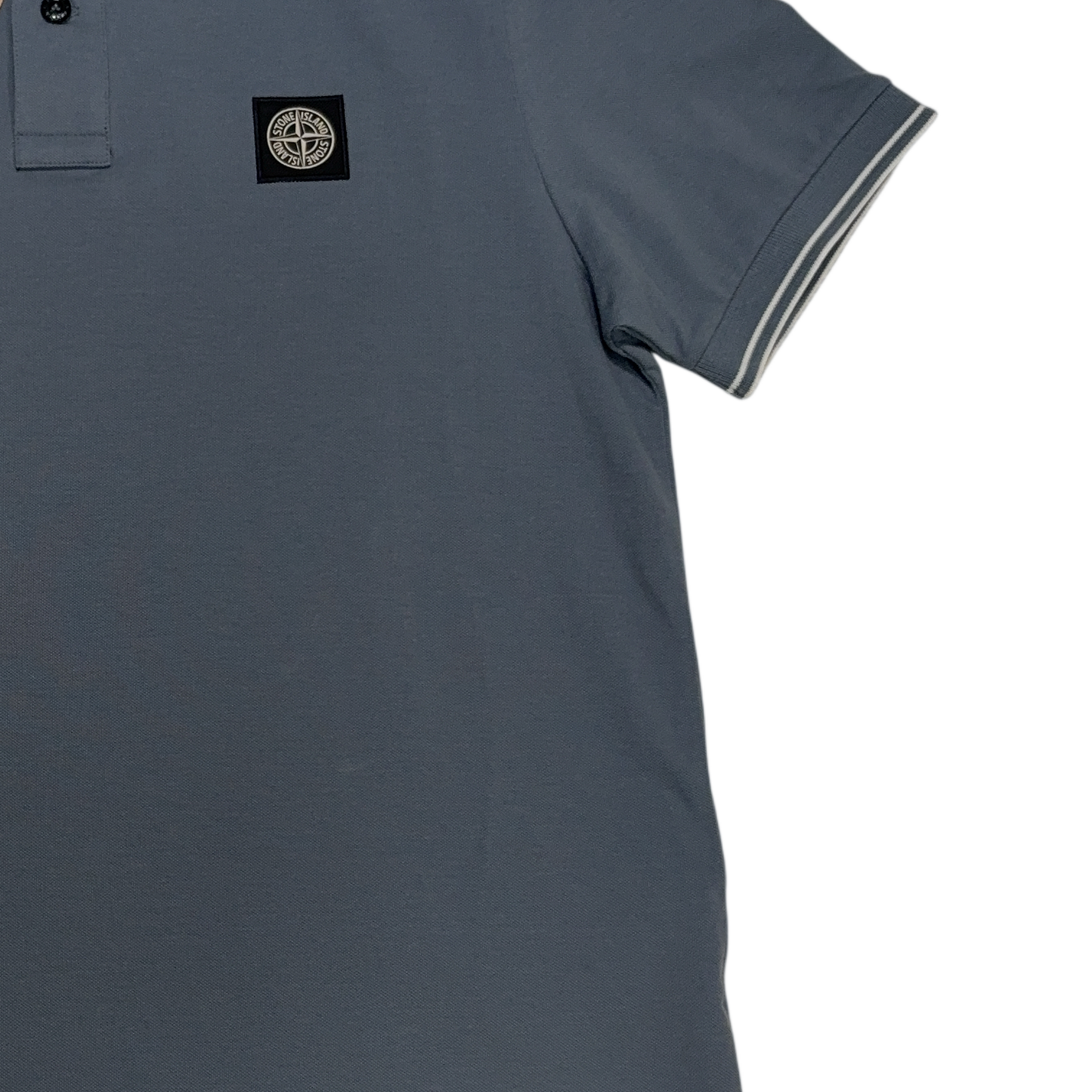 Stone Island Logo Patch Blue Polo Shirt