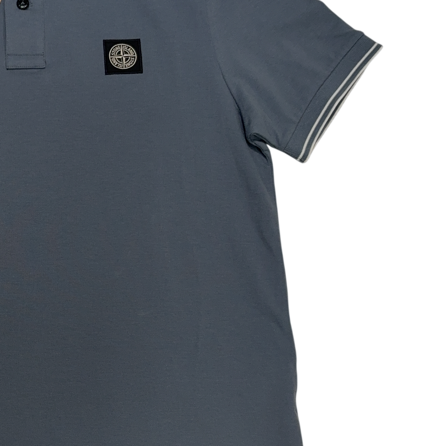 Stone Island Logo Patch Blue Polo Shirt