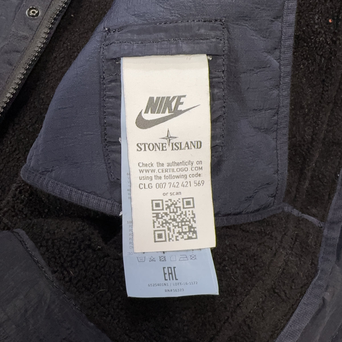 Nike X Stone Island Jacquard Grid On Wool Fur Navy Jacket