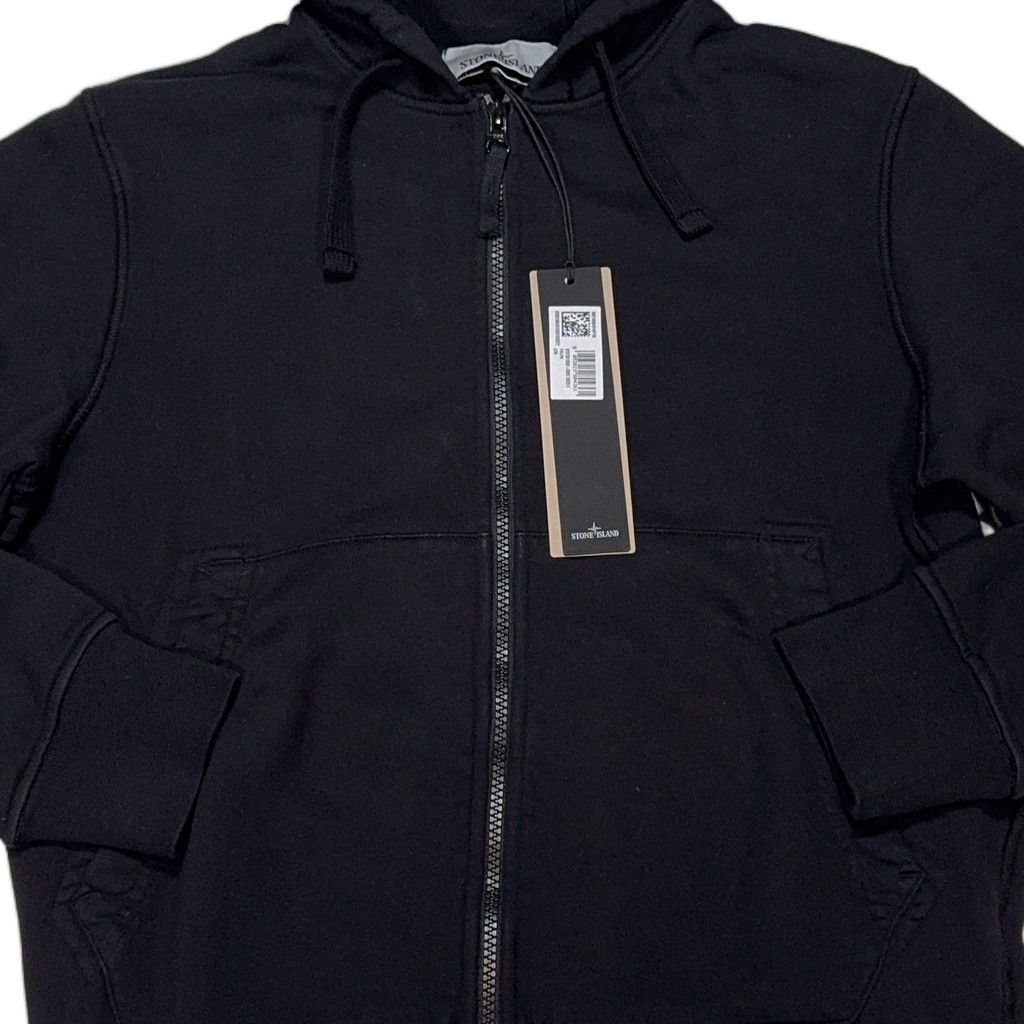 Stone Island Zip Up Black Hoodie