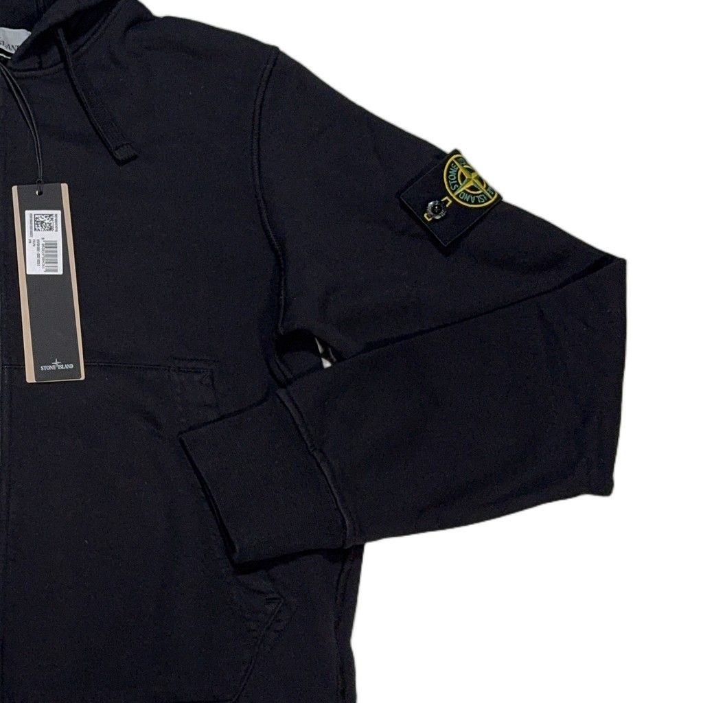Stone Island Zip Up Black Hoodie