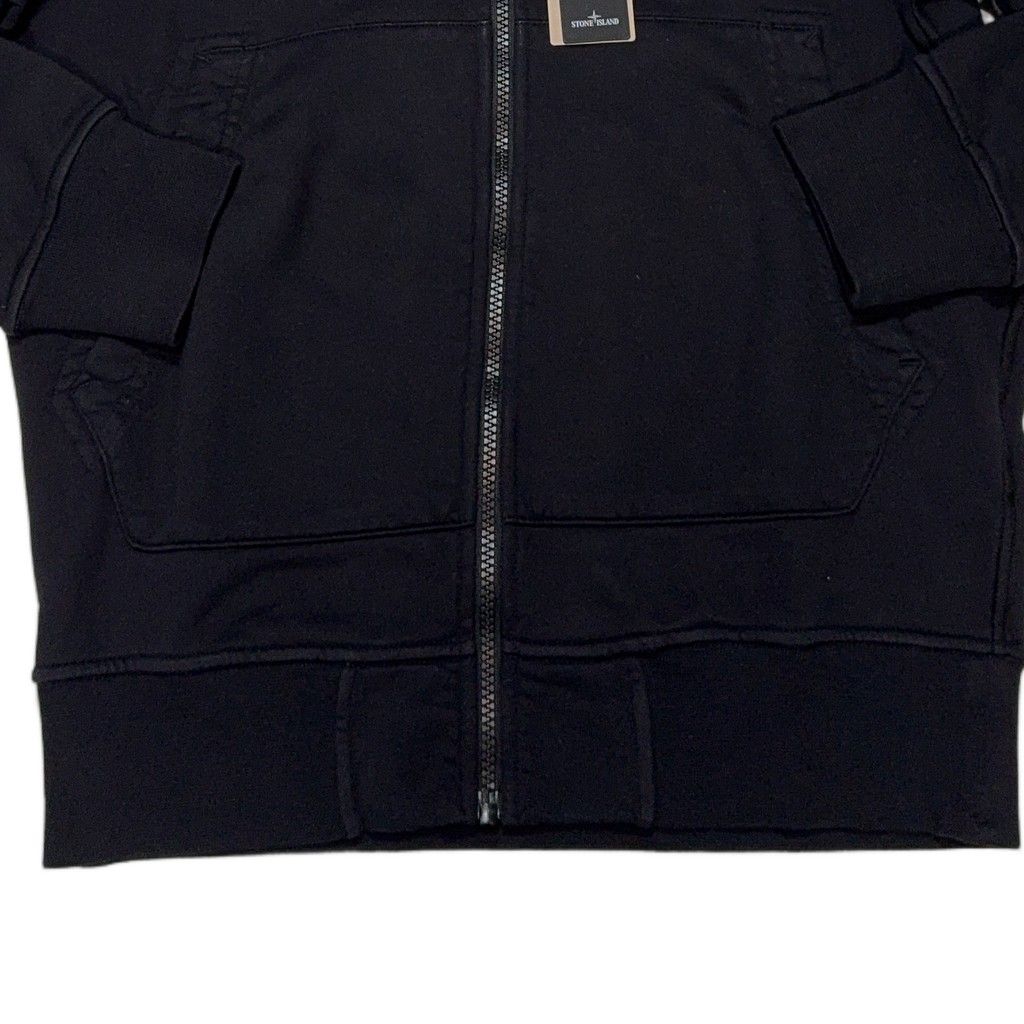 Stone Island Zip Up Black Hoodie