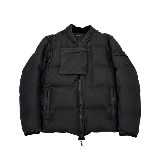 Stone Island Black Shadow Project  Compass-Patch with Removable Arms Cotton Nylon Poplin Down Jacket