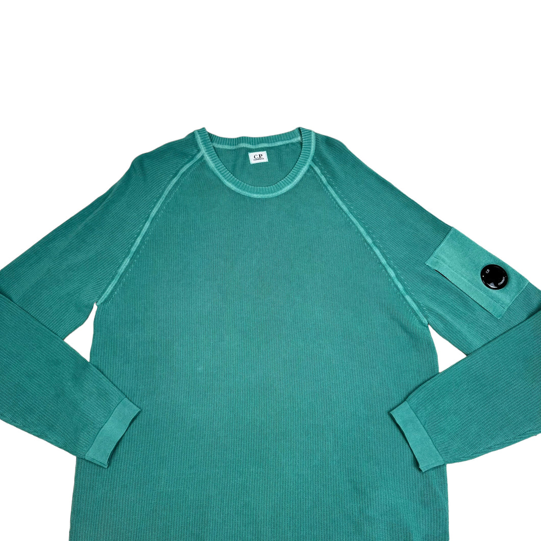 CP Company Green Classic-Goggle Knitted Crew Neck Jumper