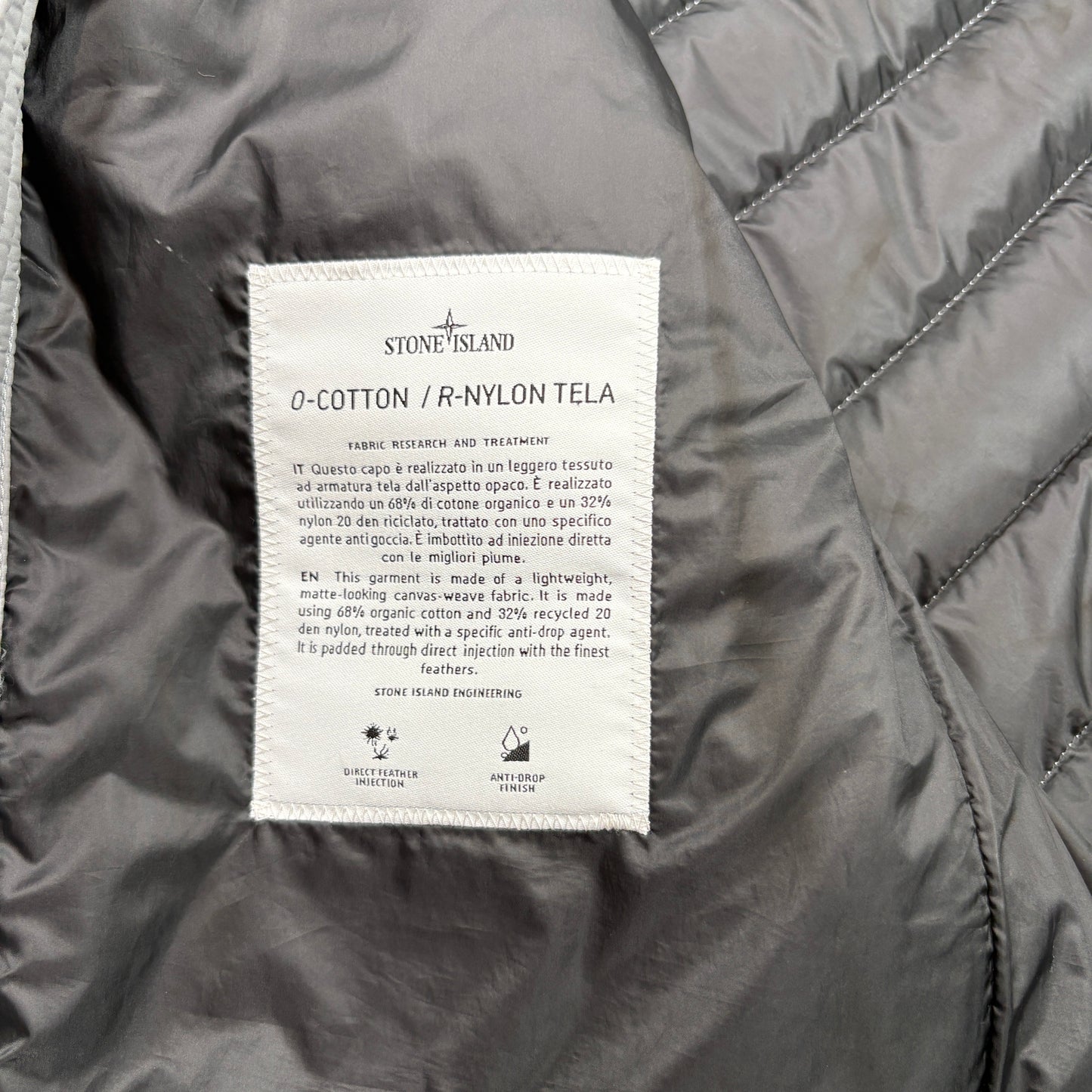 Stone Island Grey 0-Cotton / R-Nylon Tela Puffer Jacket