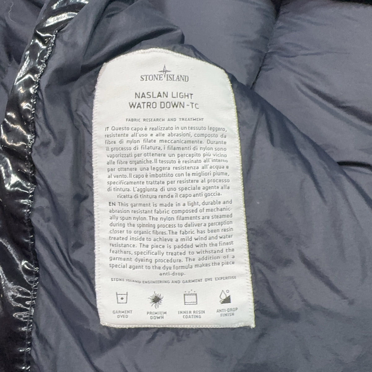 Stone Island Naslan Light Watro Down TC Hooded Puffer Jacket – Navy