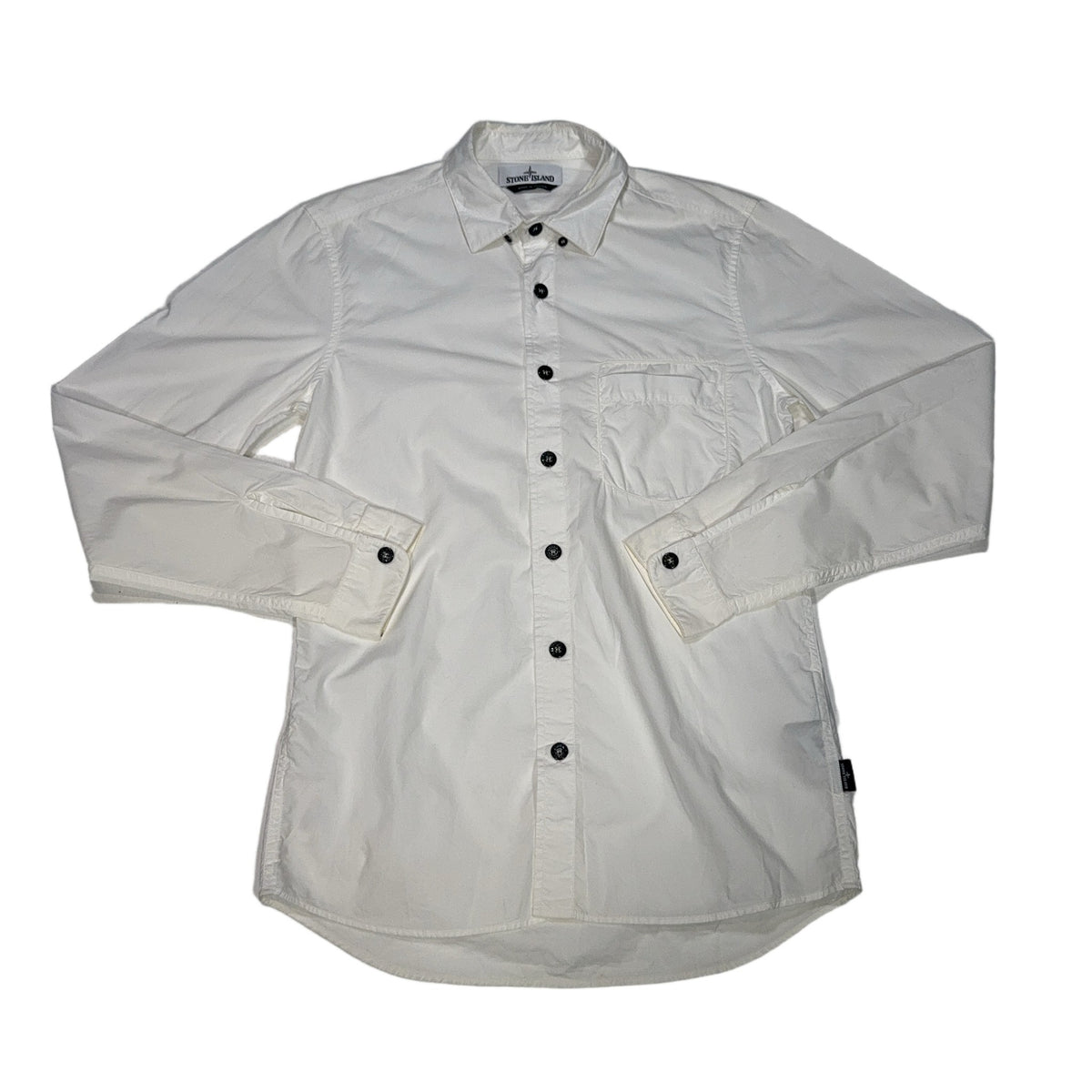 Stone Island Embroided Button-Up Overshirt – White