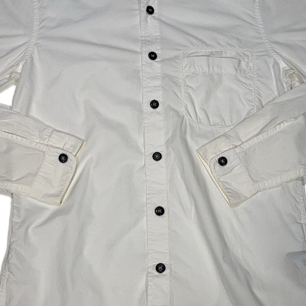 Stone Island Embroided Button-Up Overshirt – White