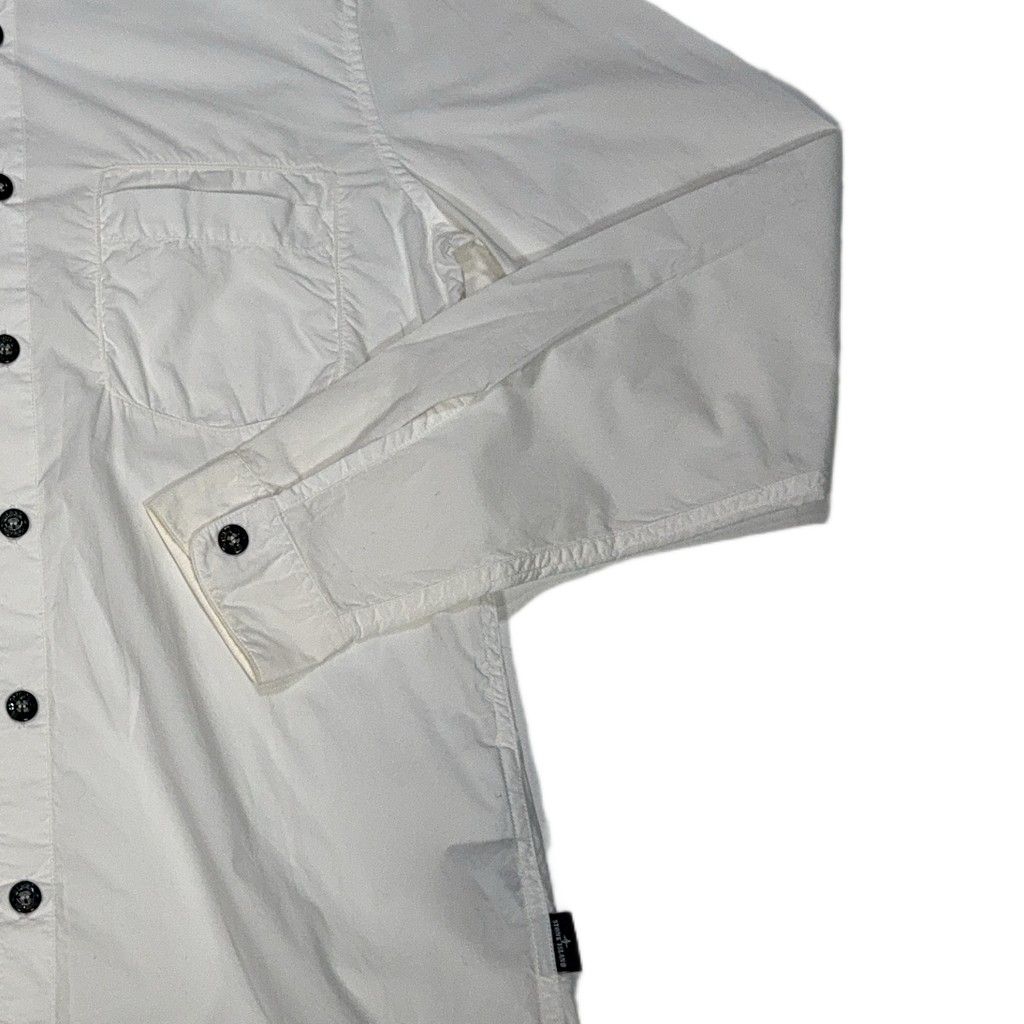 Stone Island Embroided Button-Up Overshirt – White