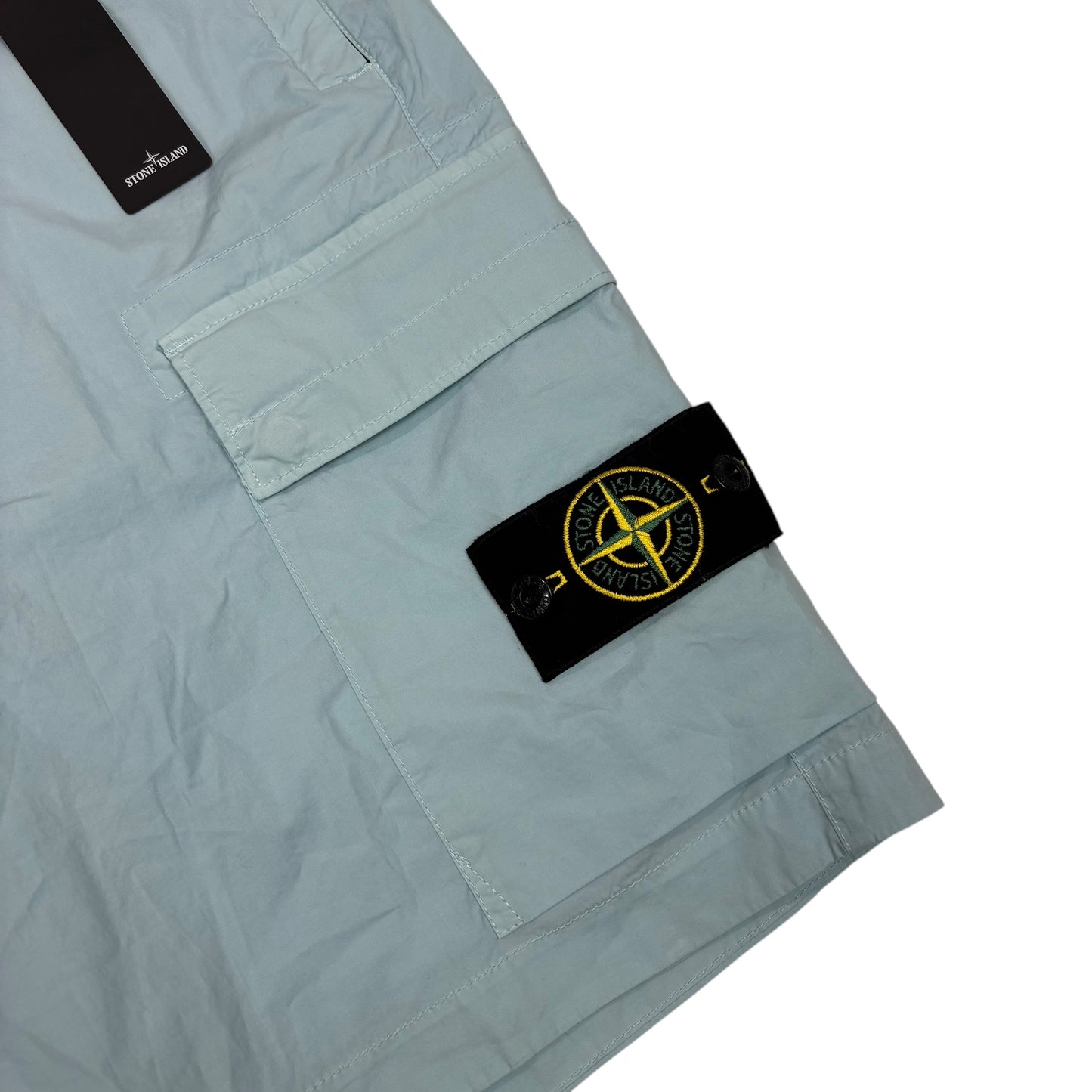 Stone Island Ice Blue Compass-Patch Cargo Shorts