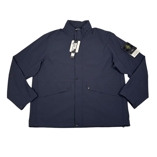 Stone Island Navy Blue Light Soft Shell e.dye Technology in Recycled Polyester with Hidden Hood Jacket