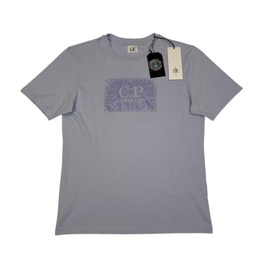 CP Company Pastel Blue Box Print Spell Out TShirt