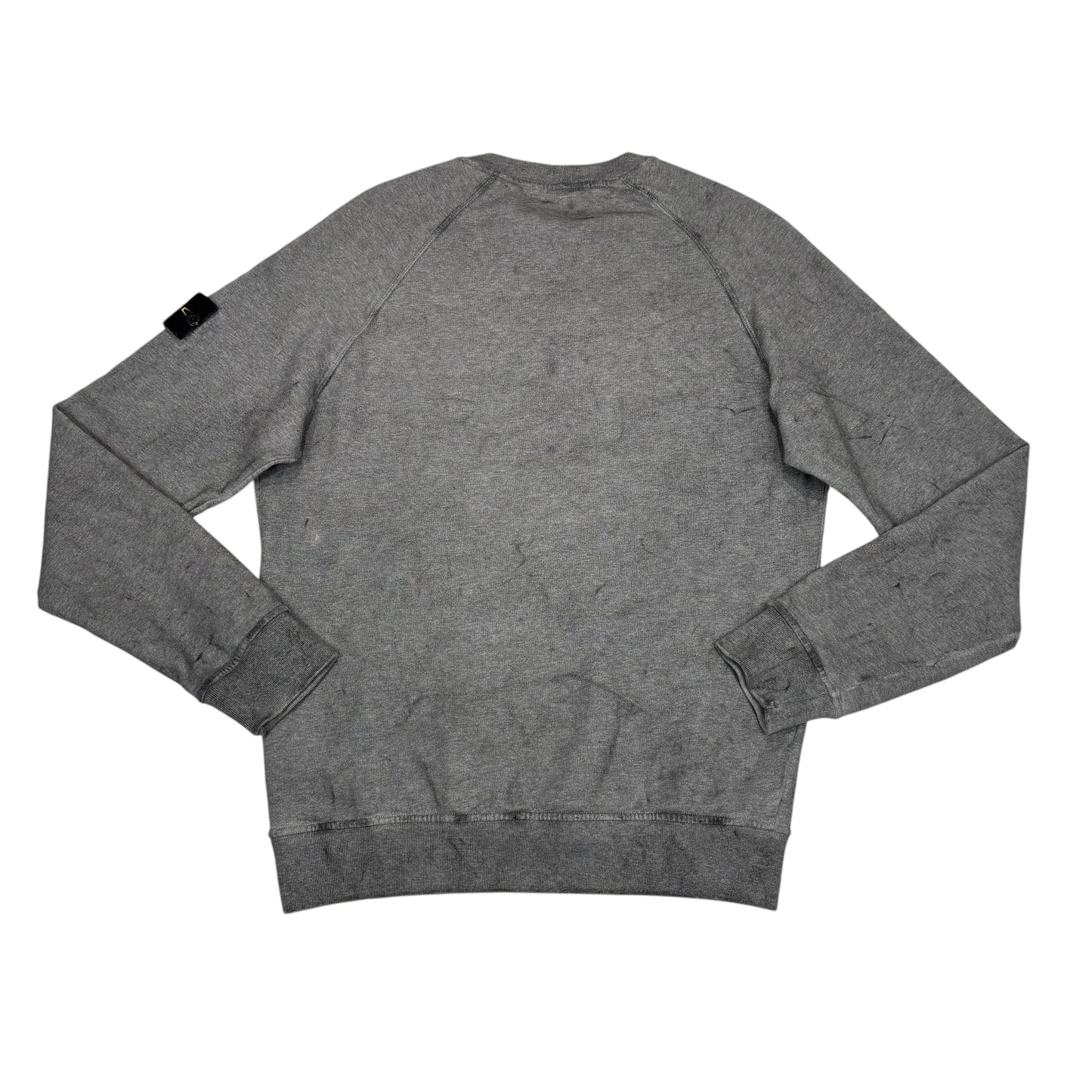 Stone Island Grey Dust Treatment Compass-Patch Crewneck Jumper