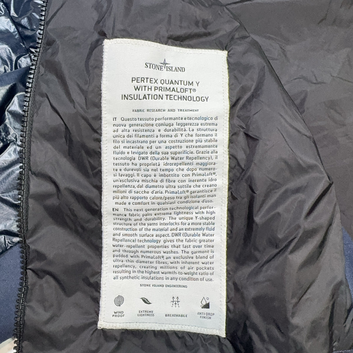 Stone Island Pertex Quantum Y with PrimaLoft Hooded Jacket – Navy