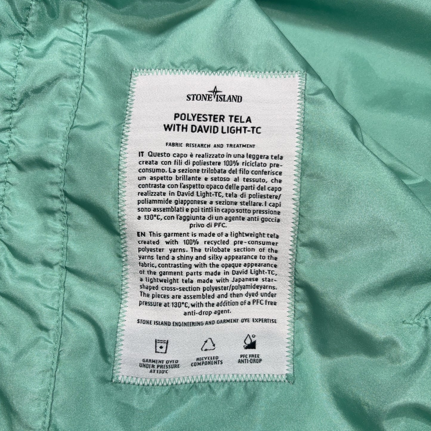 Stone Island Polyester Tela With David Light-TC Green Jacket