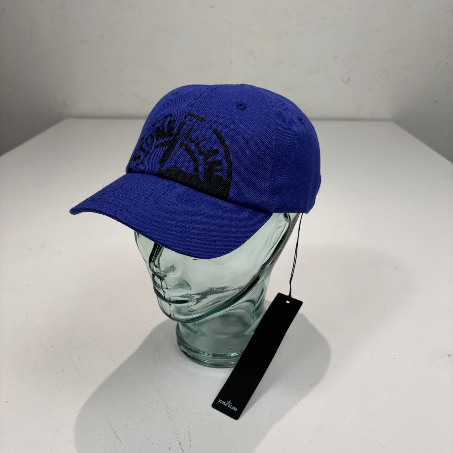 Stone Island Royal Blue Half Logo Print Design Cap