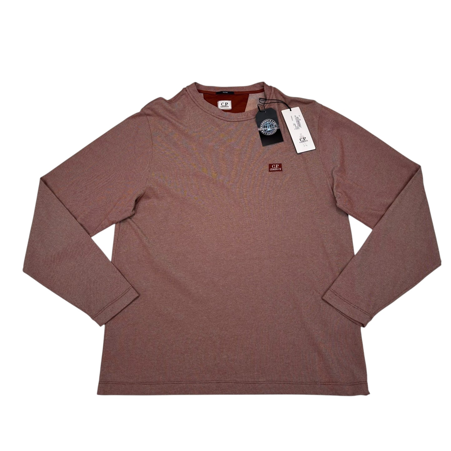 Cp Company Burnt Orange Long Sleeve Box Logo Tshirt