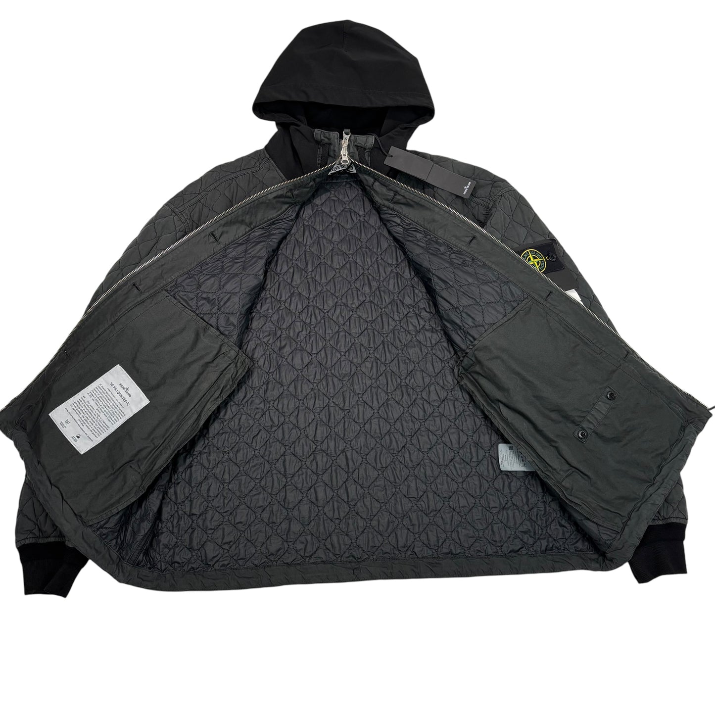 Stone Island Black 50 Fili Quilted-TC Compass Patch Jacket