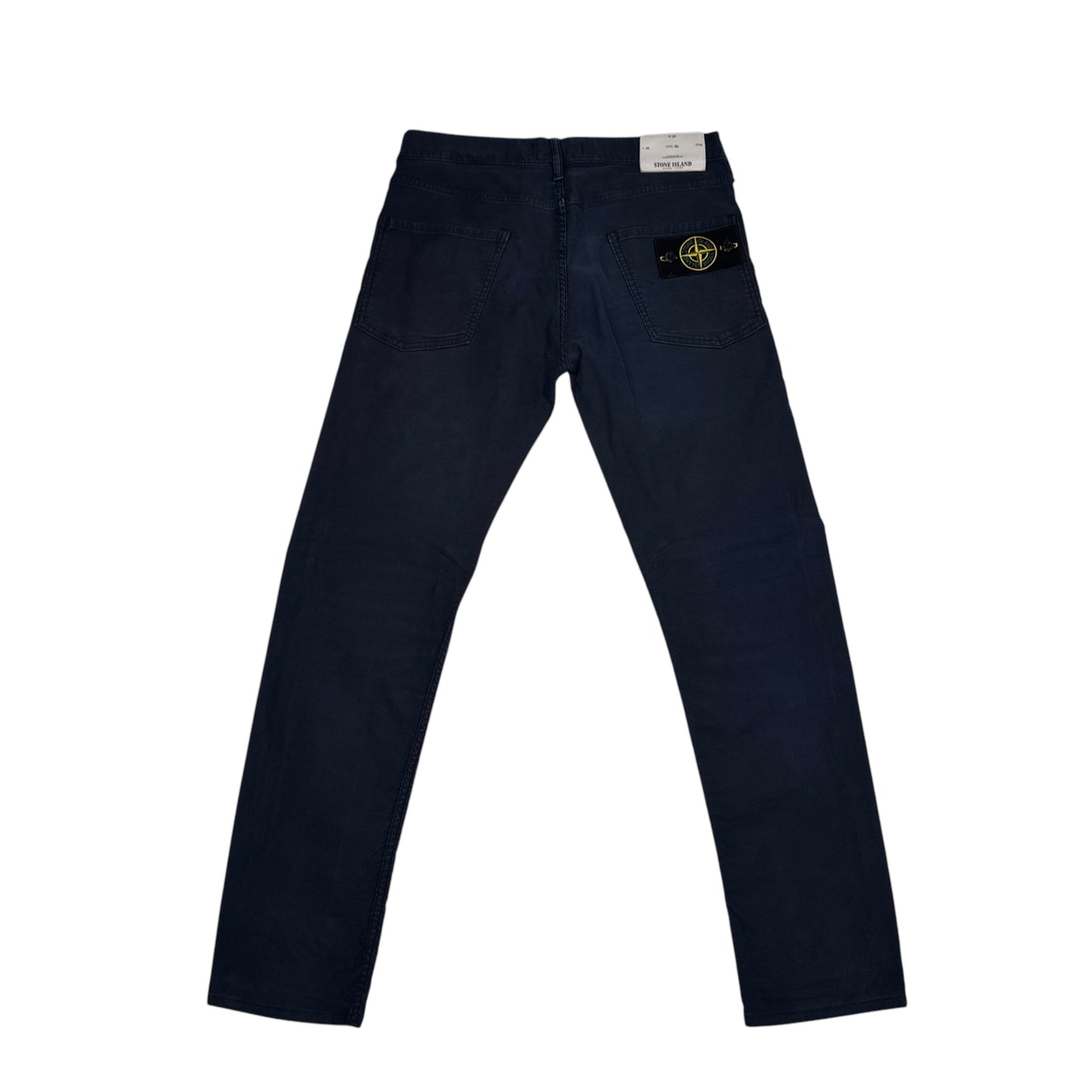 Stone Island Navy Blue Brushed Cotton Compass-Patch Jeans