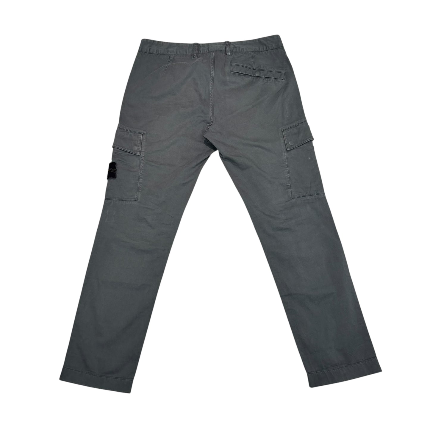Stone Island Stone Grey Button-Pocket Brushed Cotton Cargo Trousers