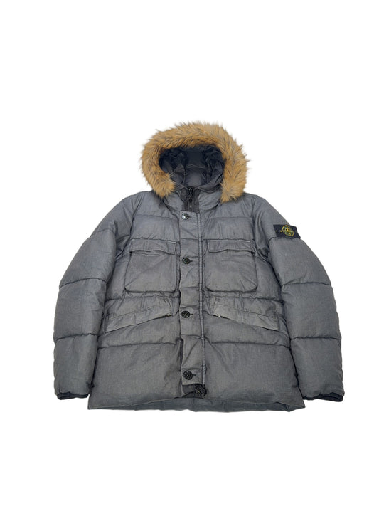 Stone Island Lino Resinato Down-TC Hooded Parka – Grey