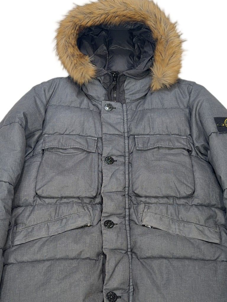 Stone Island Lino Resinato Down-TC Hooded Parka – Grey