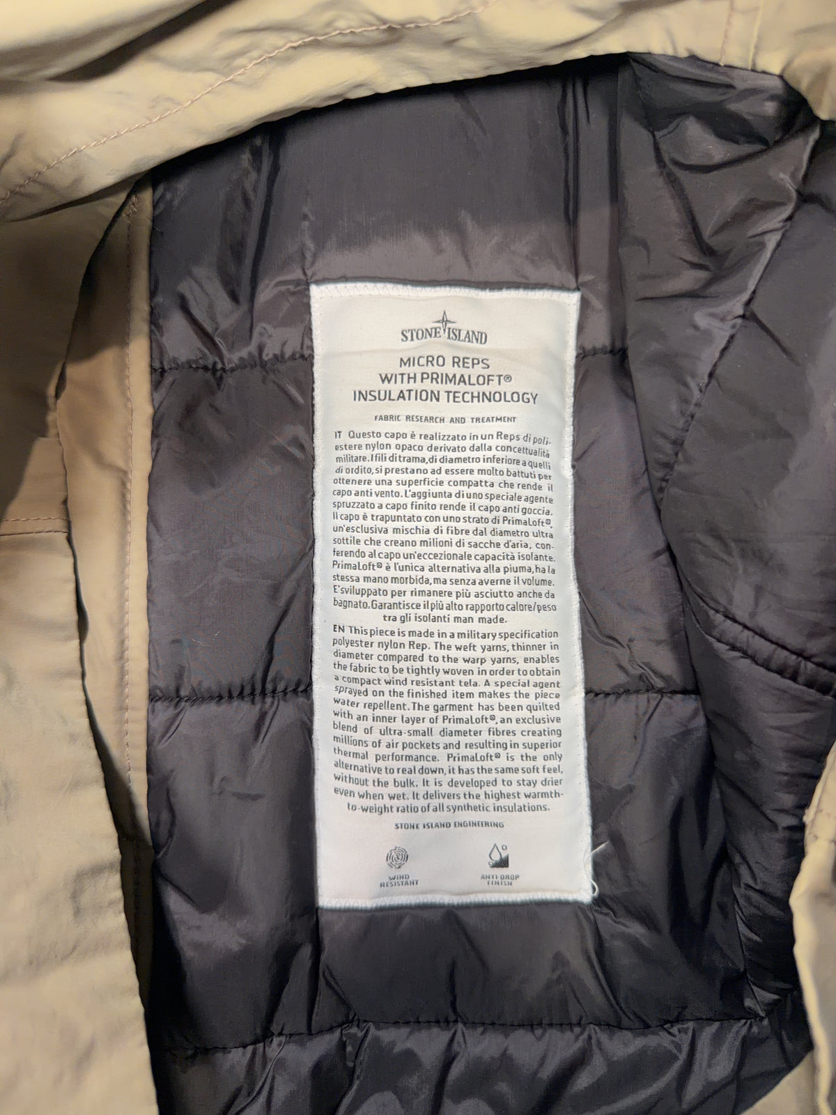 Stone Island Micro Reps PrimaLoft Parka – Beige