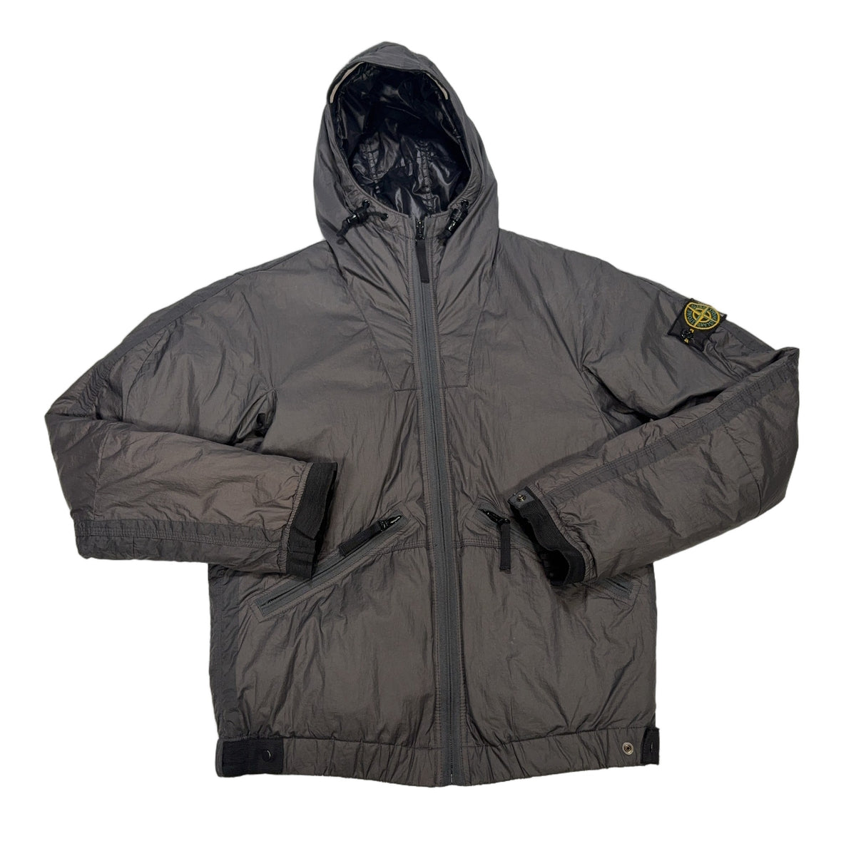 Stone Island Mesh Badge Goose Down Grey Coat