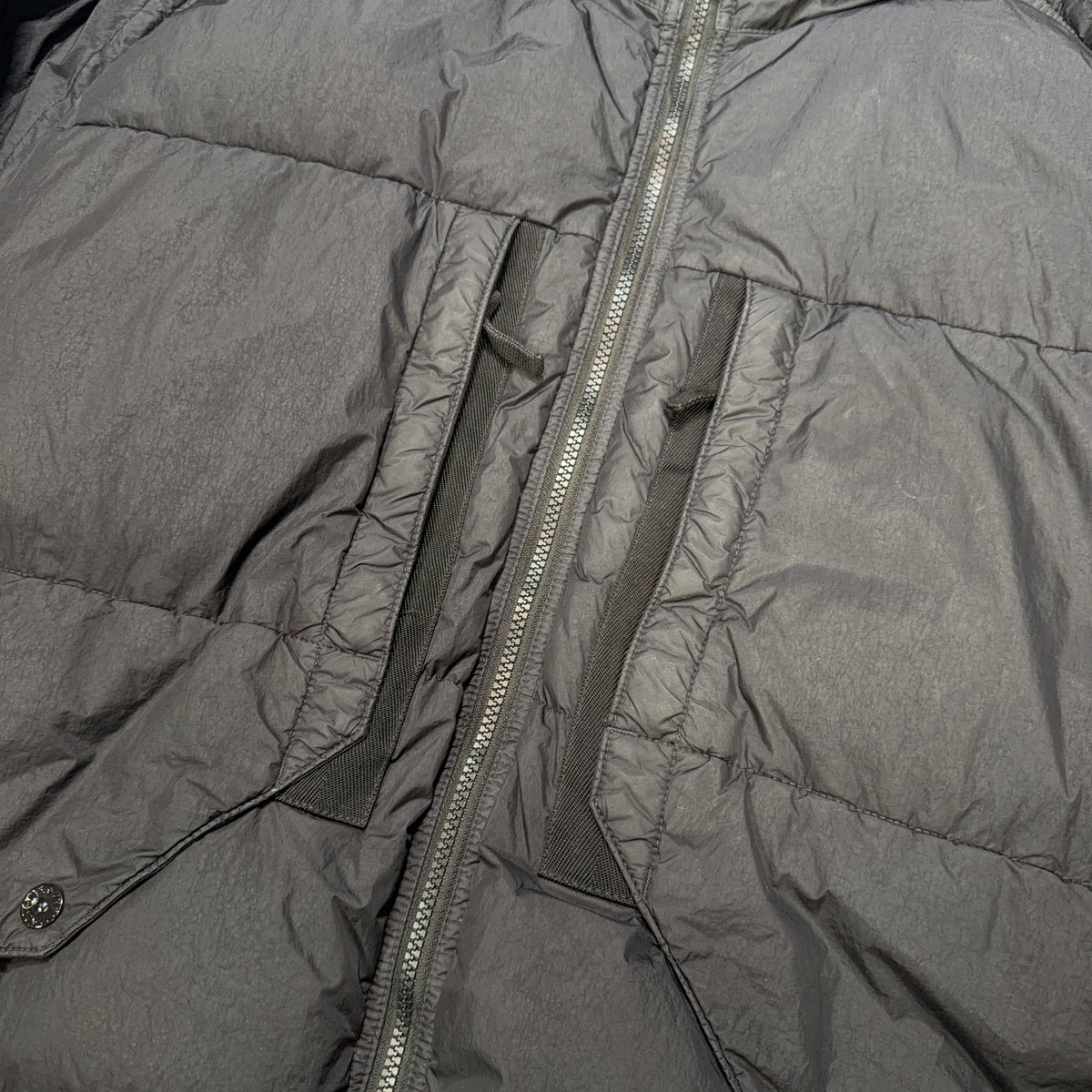 Stone Island Garment Dyed Crinkle Reps R-NY Down Hooded Jacket – Grey