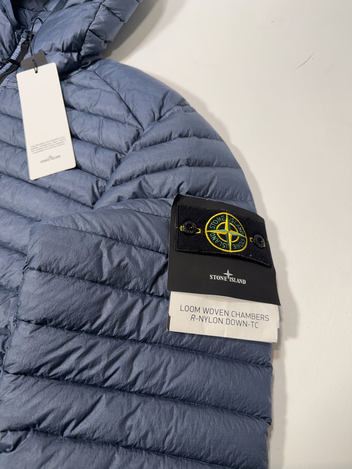 Stone Island Loom Woven Chambers Hooded Quilted Puffer Jacket – Blue