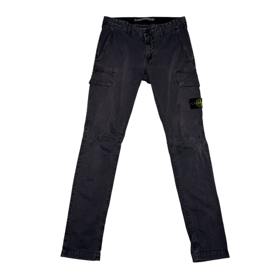 Stone Island Stone Grey Brushed Cotton Compass-Patch Cargo Trousers