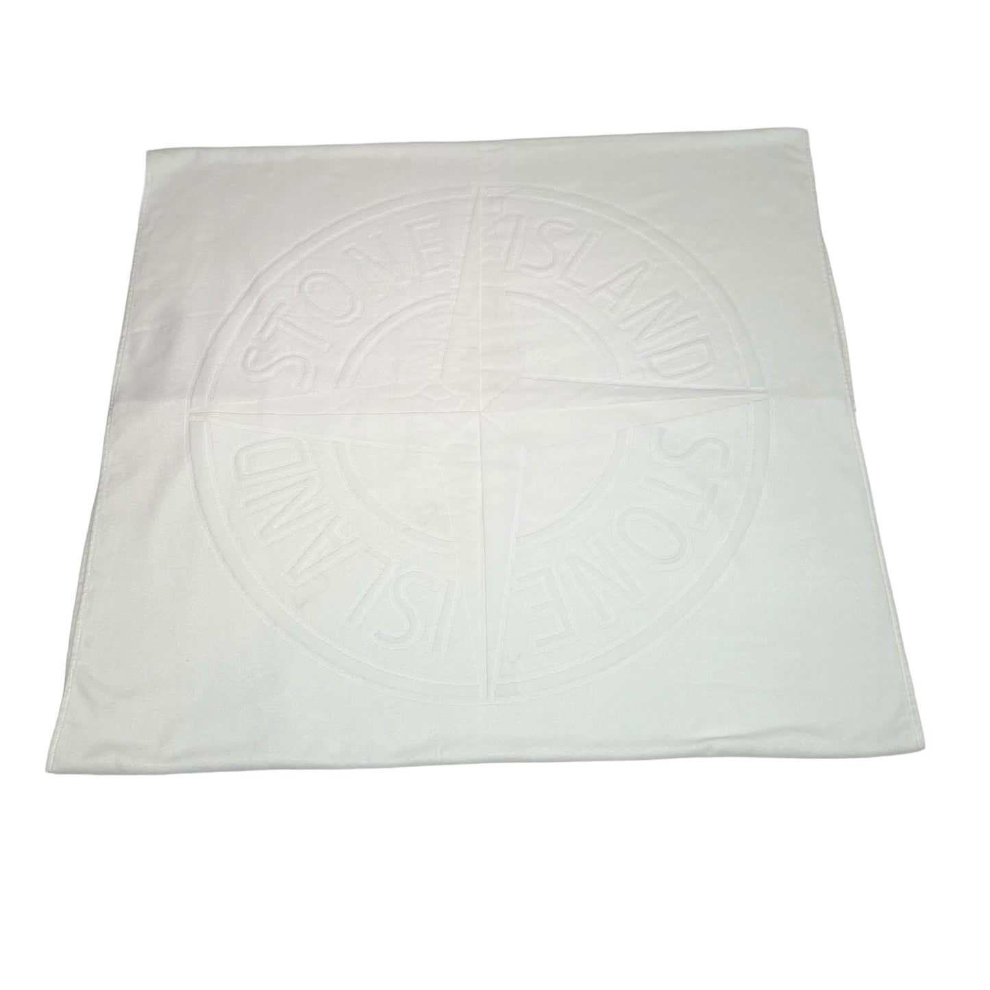 Stone Island White Logo-Embroidered Beach Towel