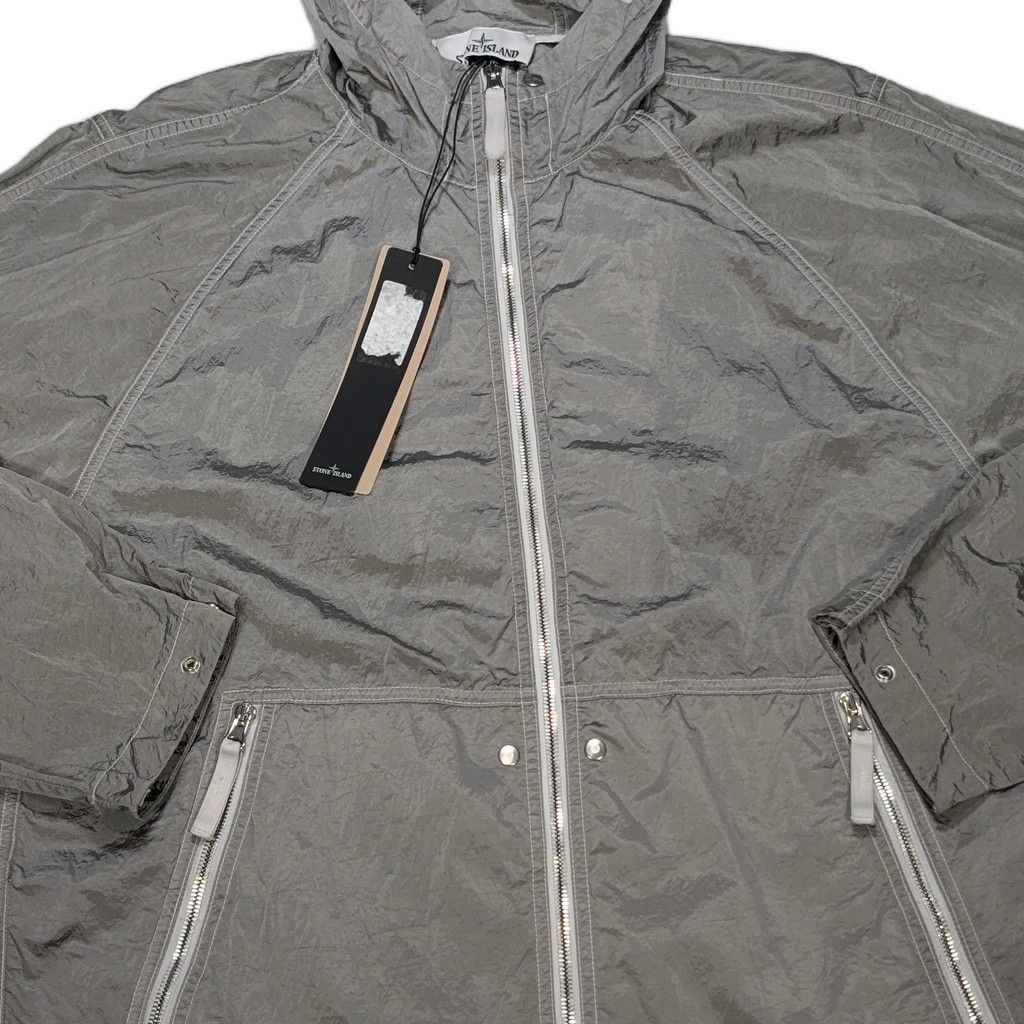 Stone Island Nylon Metal With back Spell Out Grey Hooded Jacket