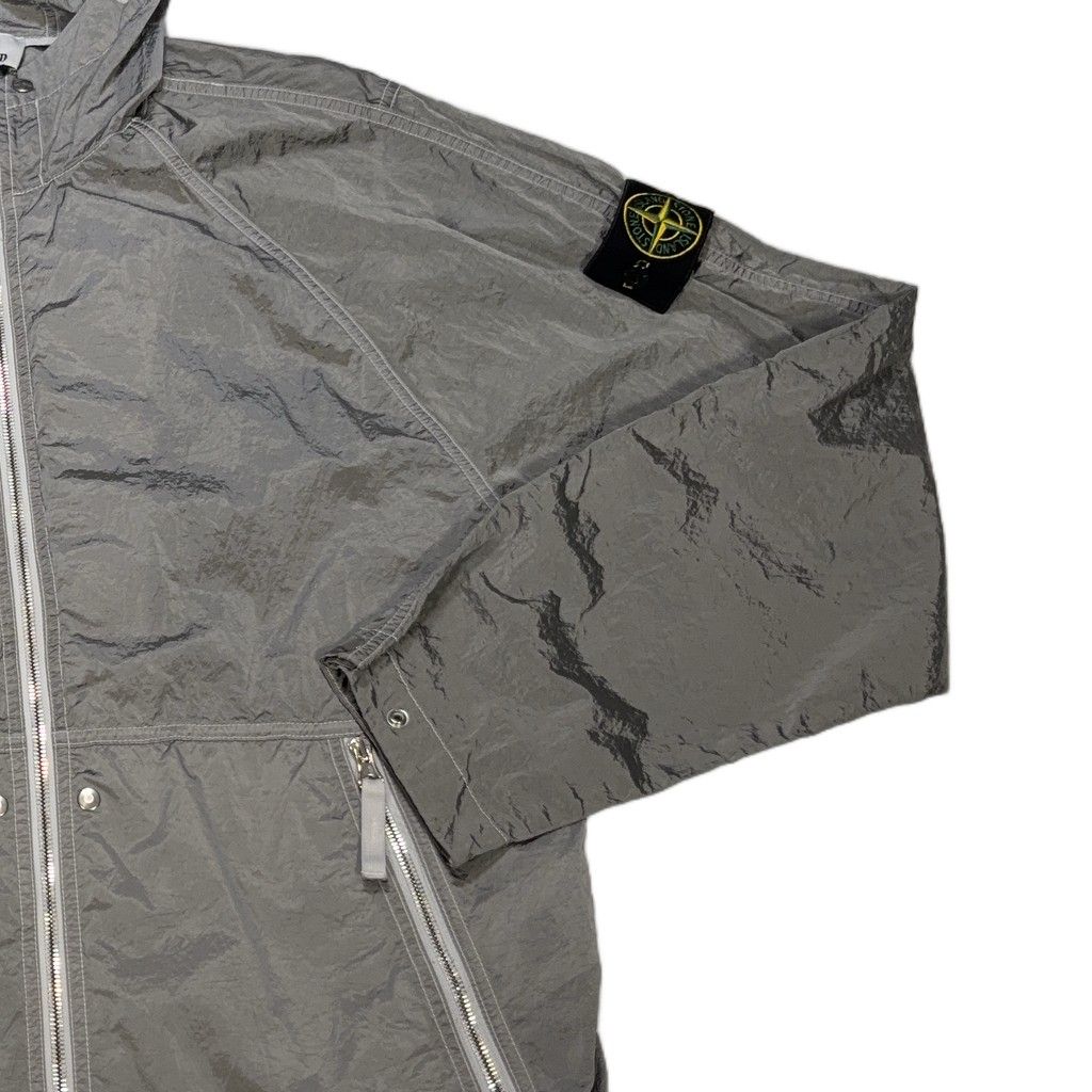Stone Island Nylon Metal With back Spell Out Grey Hooded Jacket