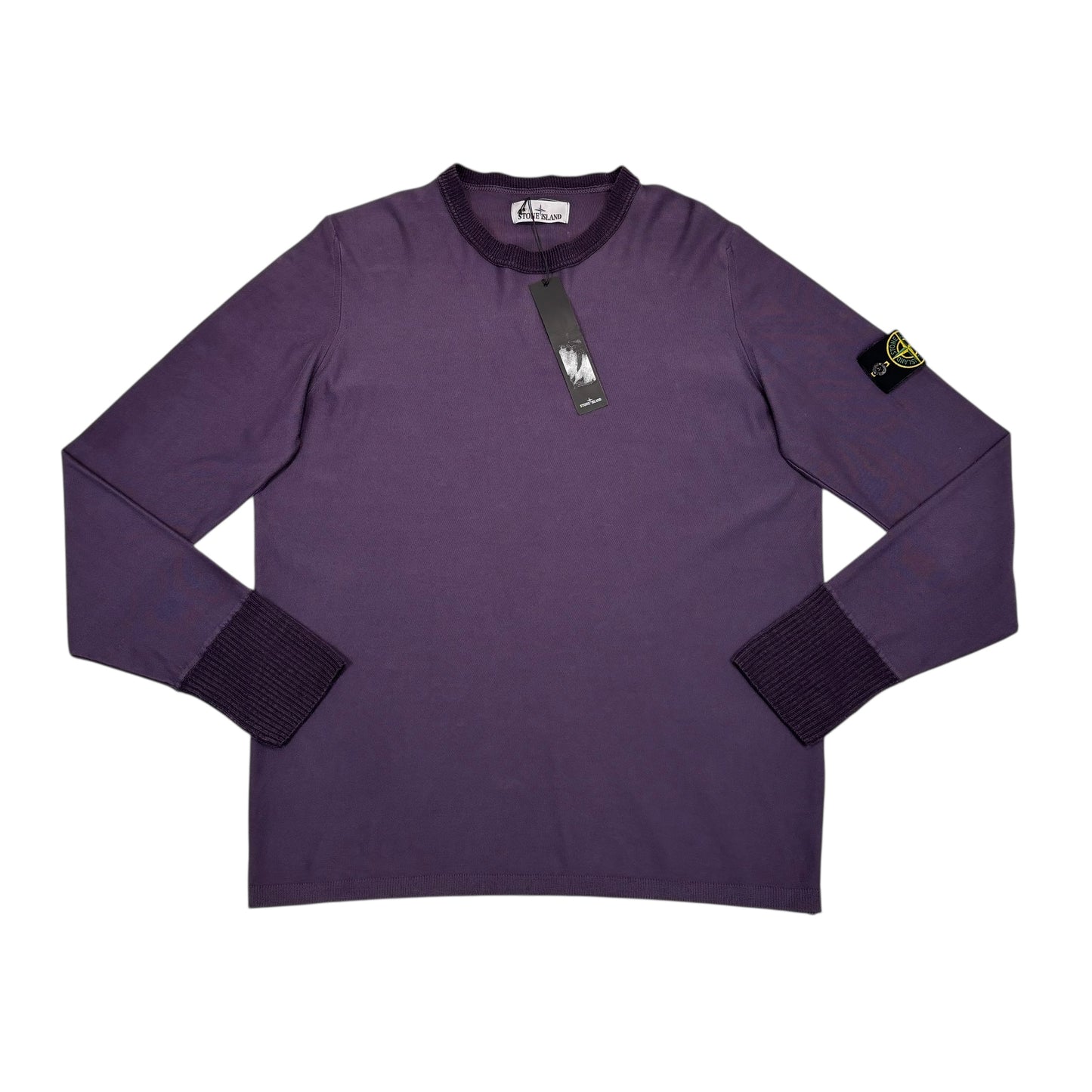 Stone Island Blue Lightweight Compass-Patch Cotton Crewneck Jumper