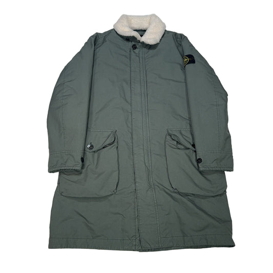 Stone Island David TC With Primaloft Insulation Technology Contrast-Collar Long Coat – Grey
