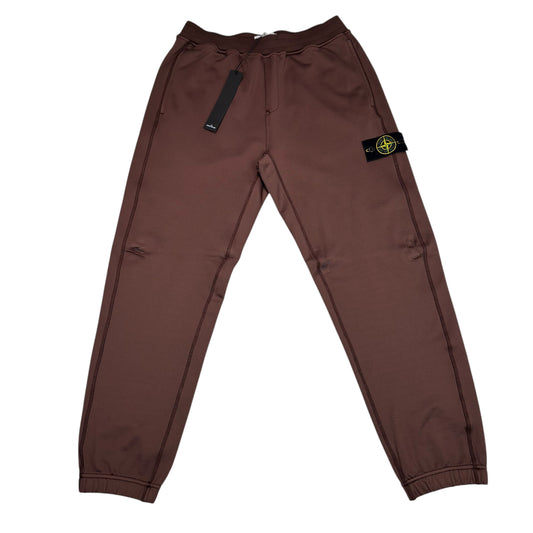 Stone Island Chestnut Brown Cotton Nylon Fleece Joggers
