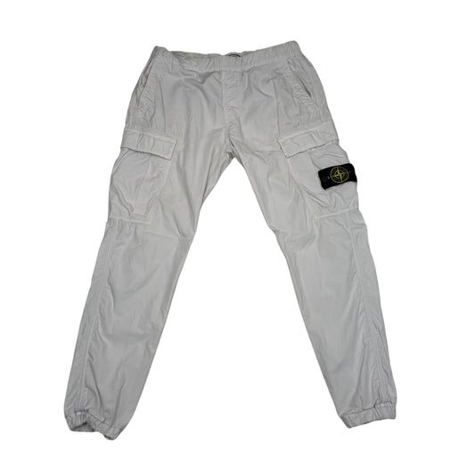 Stone Island Ice Blue Lightweight Compass-Patch Tapered Cargo Trousers