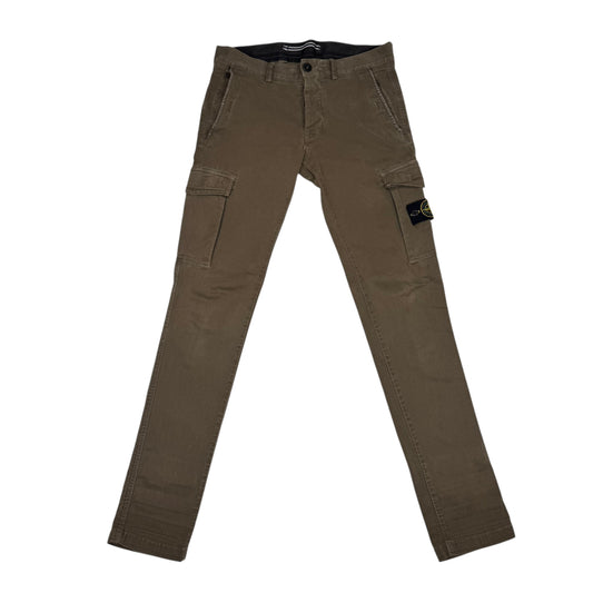 Stone Island Khaki Green Brushed Cotton Cargo Trousers