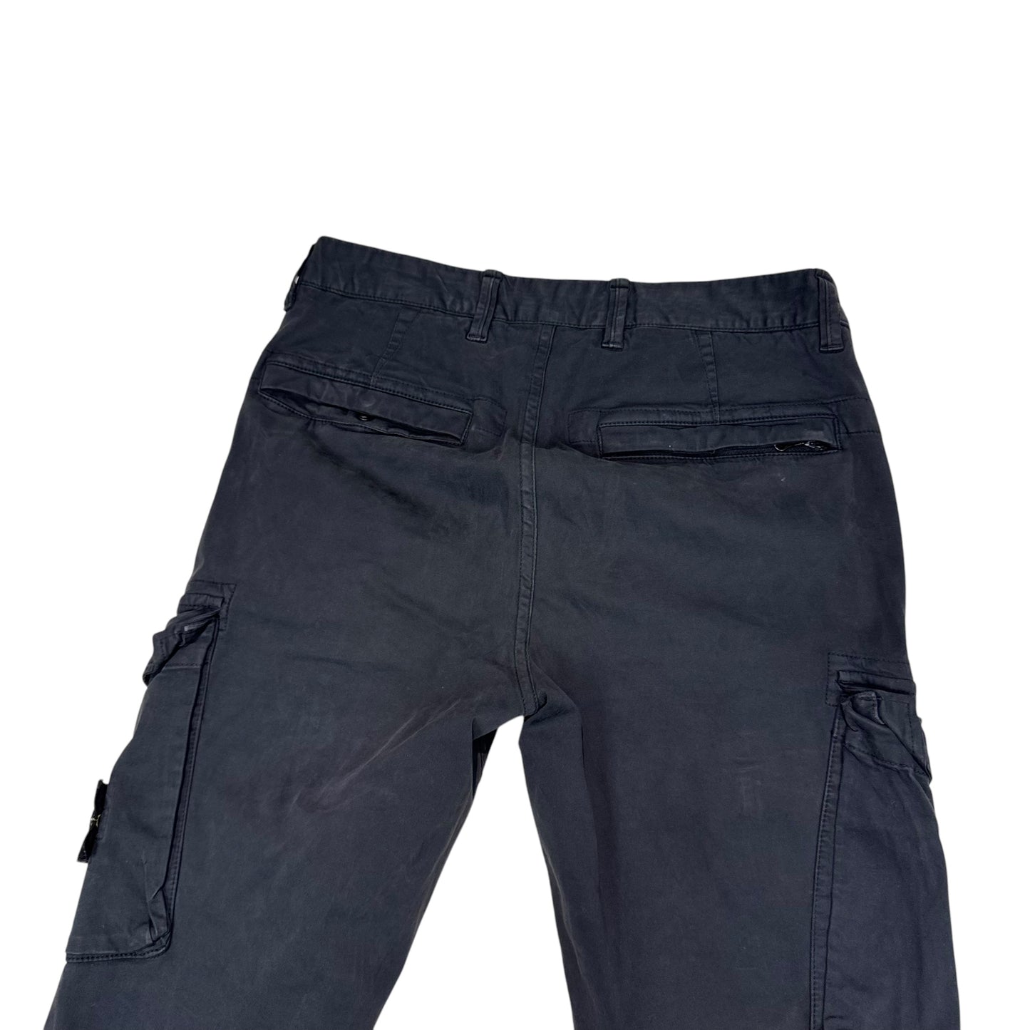 Stone Island Black Compass-Patch Brushed Cotton Cargo Trousers