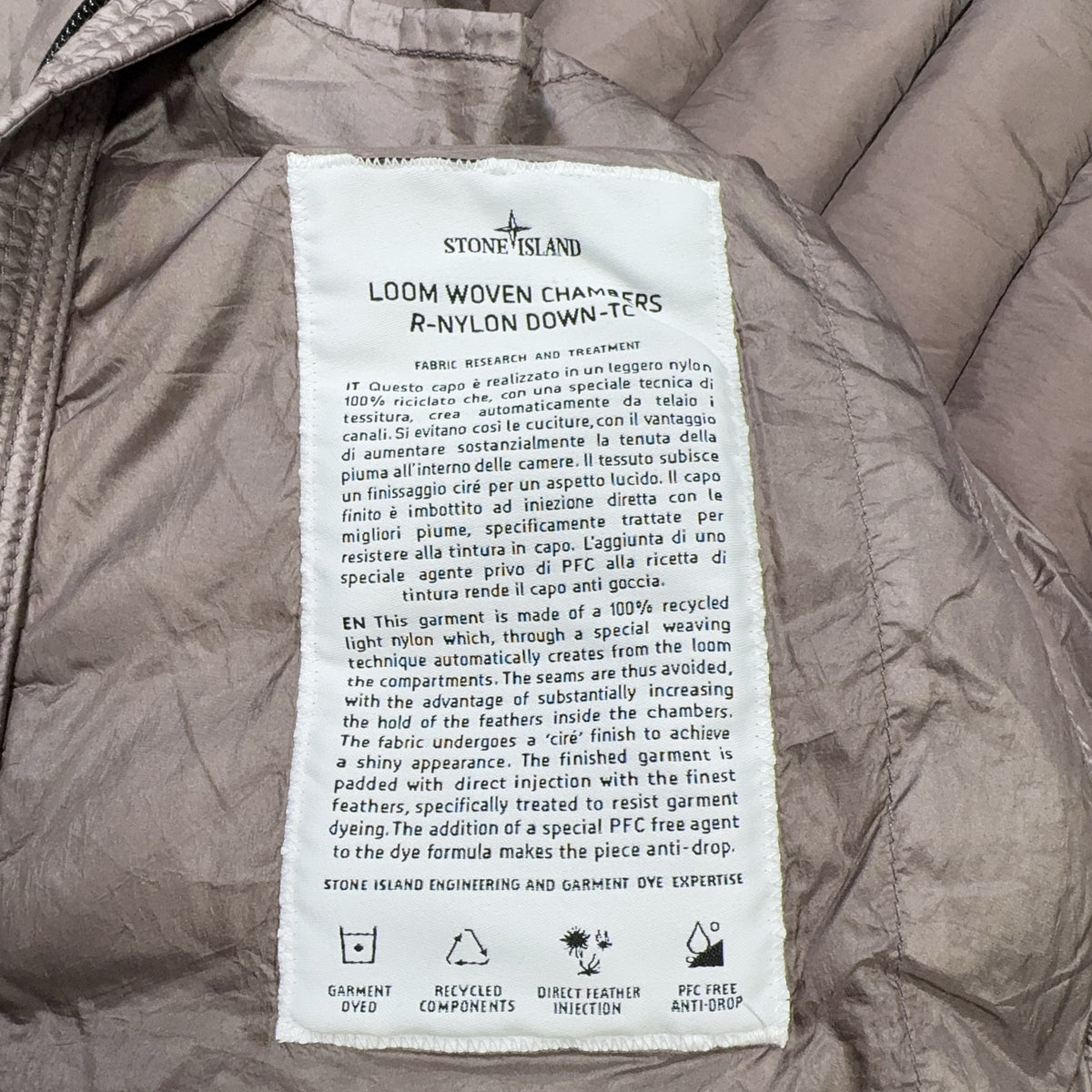 Stone Island Loom Woven Chambers With Hood Brown Coat