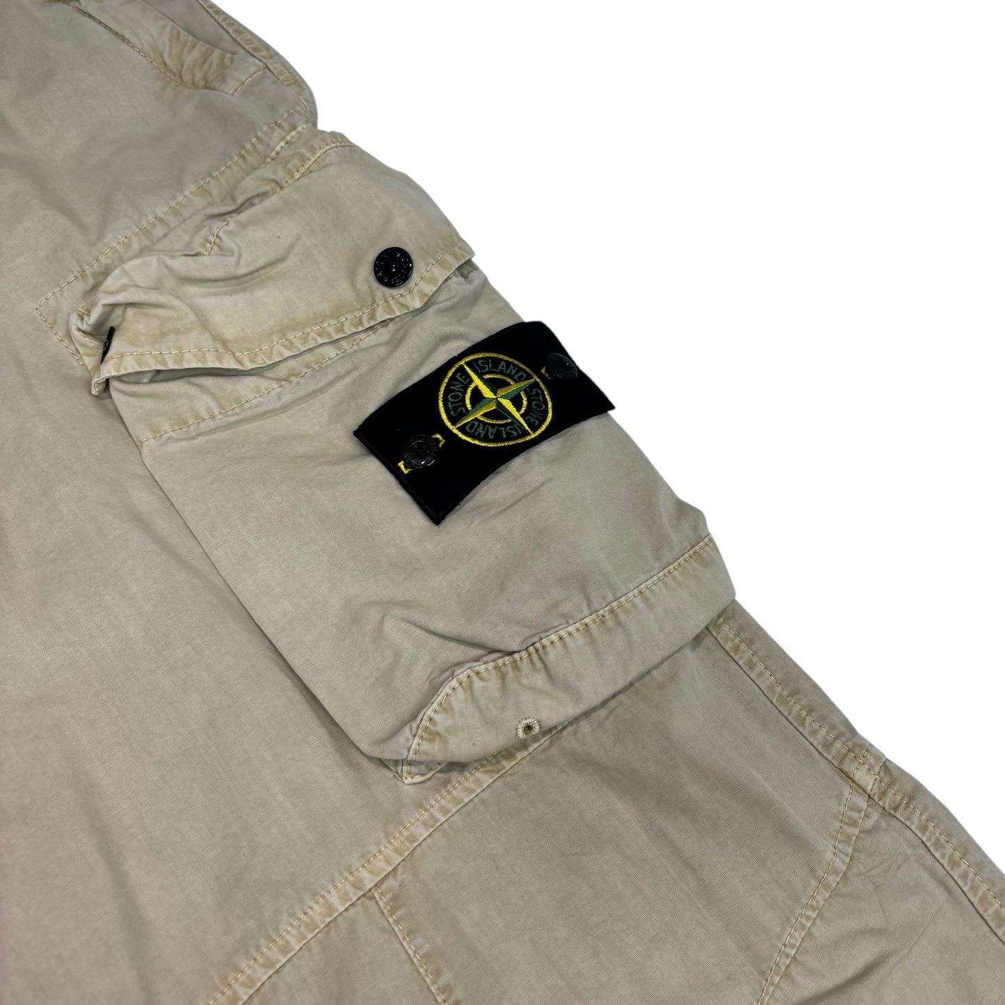 Stone Island Cream Compass-Patch Brushed Cotton Cargo Trouser
