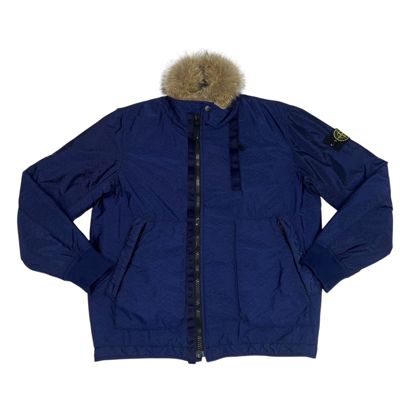 Stone Island Purple Nylon Metal Watro Jacquard Design Fur Jacket