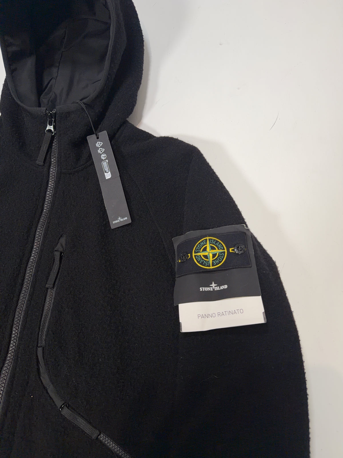 Stone Island Panno Ratinato Hooded Jacket – Black