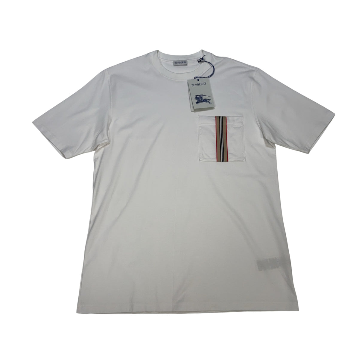 Burberry Stripe Front Pocket White T-shirt