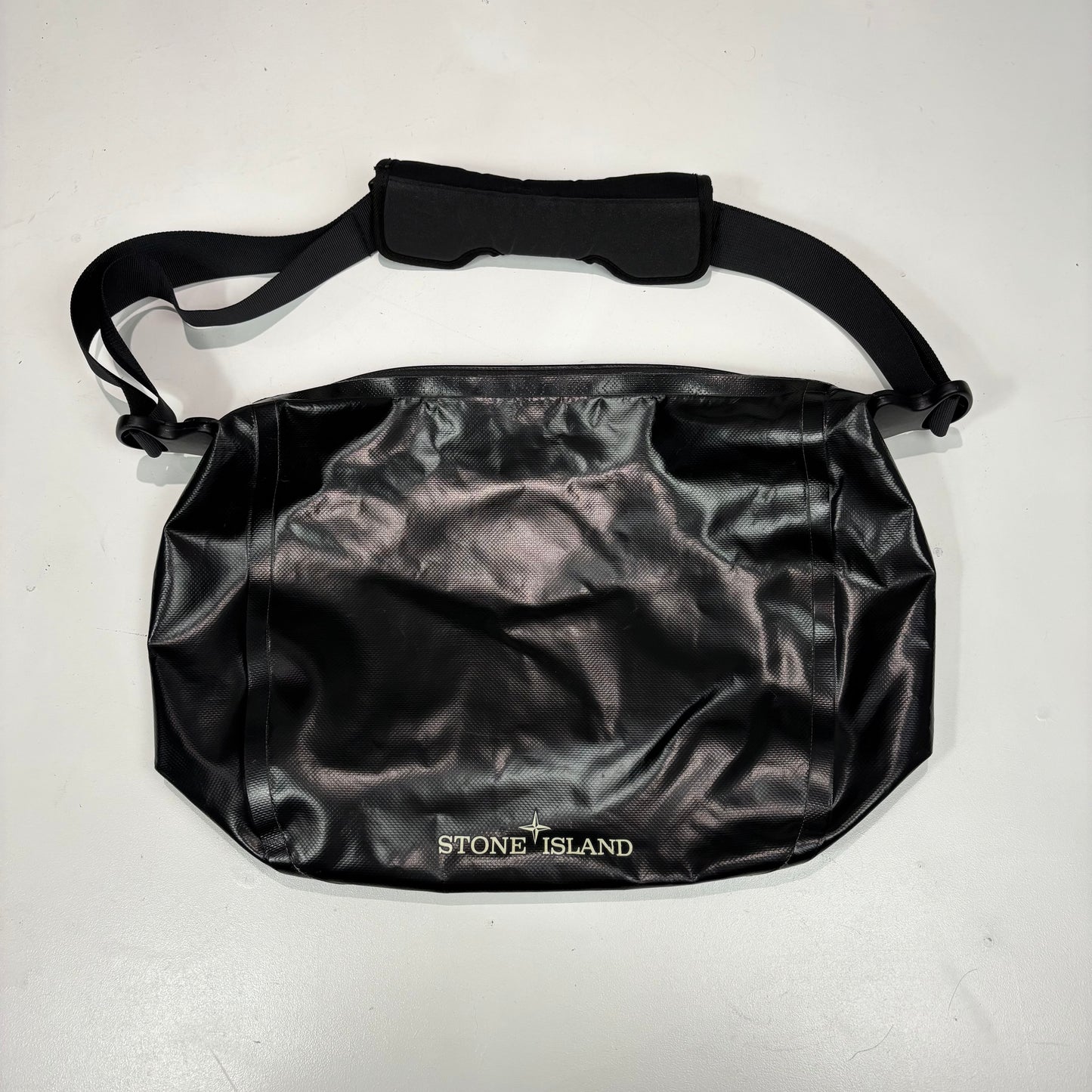 Stone Island Black Waterproof Spell Out Logo-Print Bag